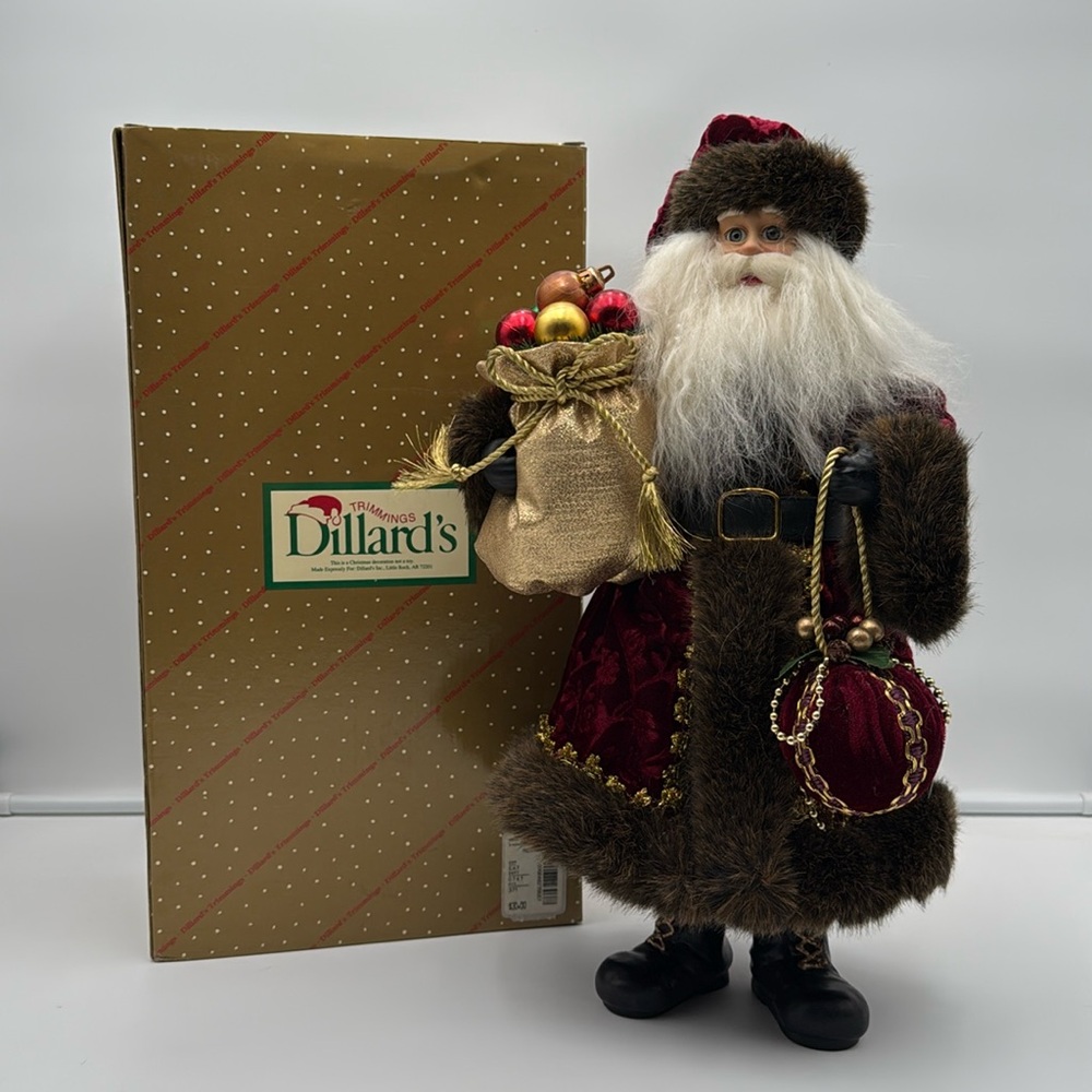 Collectible Santa Figurine from Dillards - Red and Brown with Box